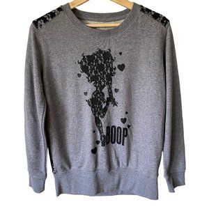 Universal Studios Betty Boop Graphic Grey Sweatshirt New Black Lace Size Small